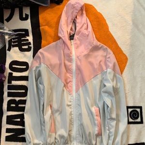 Baby pink and white windbreaker